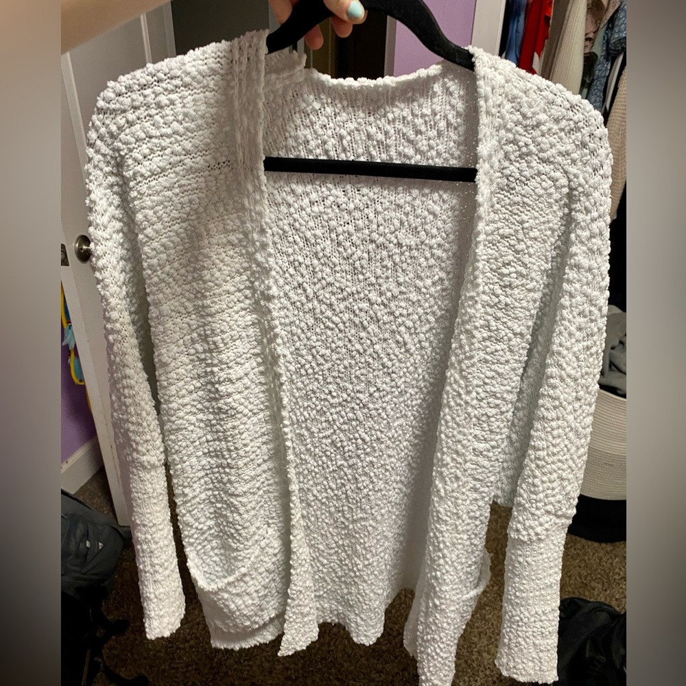 White sherpa sweater